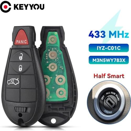 KEYYOU 3+1 Button Smart Remote Car Key ID46 Chip For Chrysler M3N5WY783X IYZ-C01C 433Mhz For Chrysler Jeep Grand Cherokee