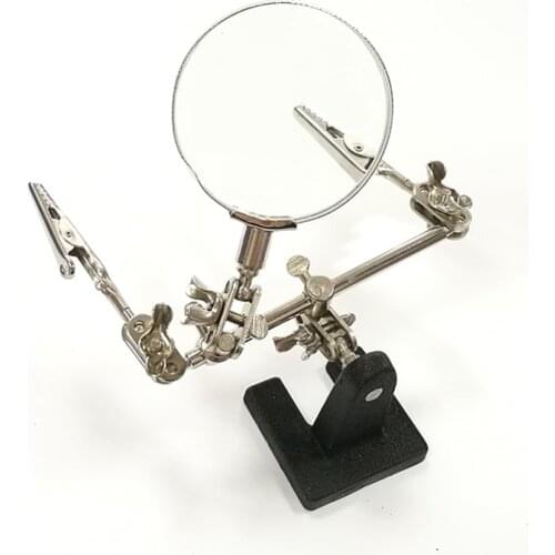 5X Third Hand Soldering Iron Stand Helping Clamp Vise Clip Tool Magnifying Glass wholesale Electronic Appliance Repair