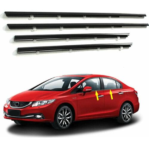 4pcs Car Weatherstrip Window Moulding Trim Seal Belt FIT For Honda Civic 2006-2011 2012-2015