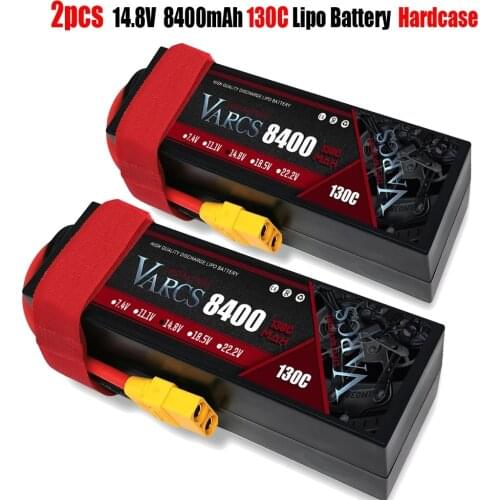 VARCS 2PCS Battery 4S Lipo 14.8V 8400mah 6800mAh 5400mah 130C 140C HardCase for RC1/8 /10 Car Buggy Truck Boats Drone Salash
