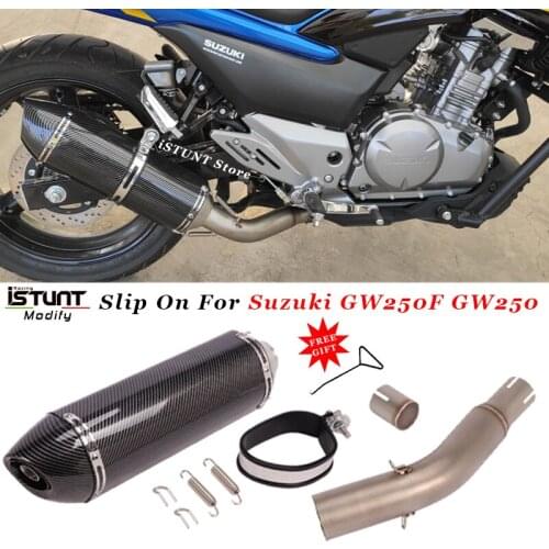 Motorcycle Exhaust System Modified Single Row Middle Link Pipe Connect Escape muffler DB Killer Slip On For Suzuki GW250 GW250F