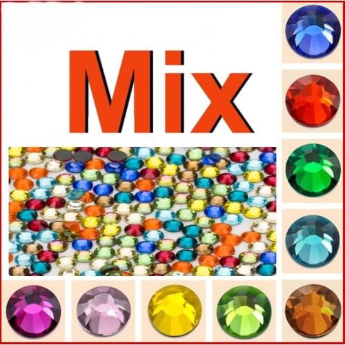Top Quality ! SS 6 10 16 20 30 Mixed Size Color Crystal DMC Flatback Hot Fix Rhinestone Stones Jewelry Women Wedding DIY Clothes