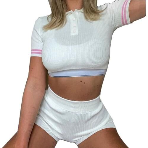 Womens Sports Suits Short Sleeve Shorts Suit Solid Color Exposed Navel Top Elastic Waist Shorts Two Piece Yoga Set Sporstwear