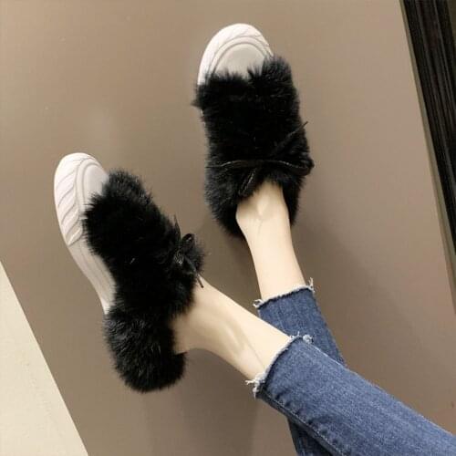LCIZRONG Spring Warm Women Flats Faux Fur Fashion No Heel Convenient and comfortable Femela Flat Shoes