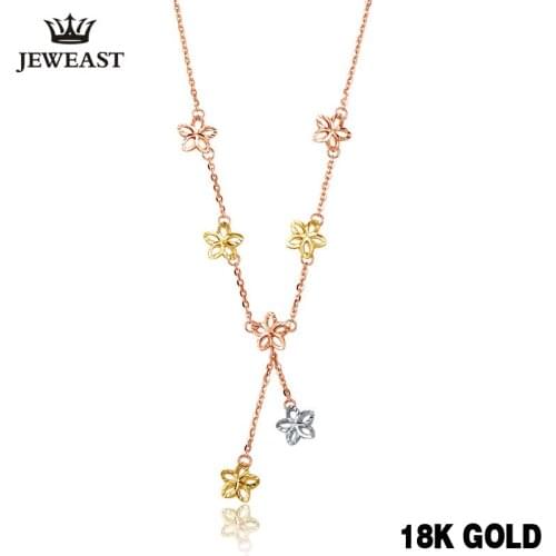 18k Pure Gold Necklace Solid 750 Chain Lucky Clover Women Gril Gift Fine Jewelry Top Quanty Upscale Party Trendy Discount New