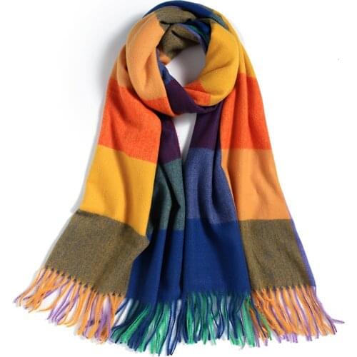 2021 Winter Scarf Women Cashmere Pashmina Shawls Foulard Brand Luxury Plaid Neck Scarf Warm Lady Blanket Stole Bufanda Bandana