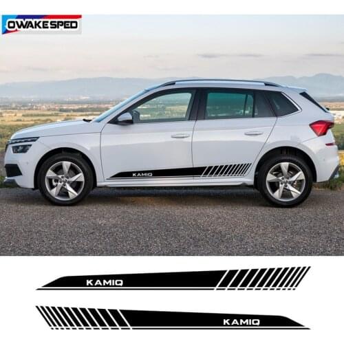 1 set Both Side Car Door Stickers For-Skoda KAMIQ Racing Sport Stripes Accessories Auto Body Door Side Skirt Vinyl Decals