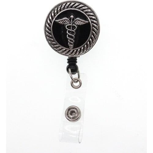 10pcs/lot Medical Doctor Nurse Black Retractable Badge Reel / Angel Wings Holder Cheap Decorative Badge Clips