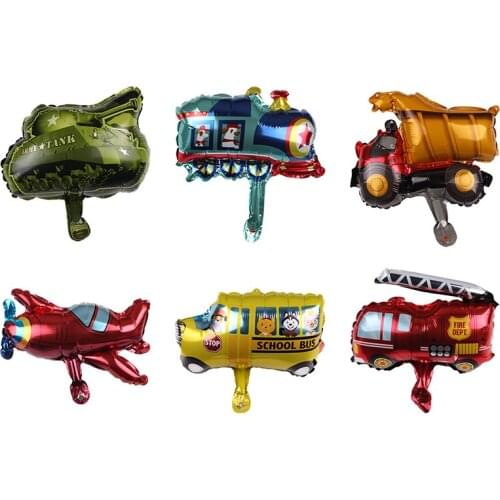 10pcs Mini Cartoon Car Plane Foil Balloon Car Theme Birthday Party Decoration Kids Boy Inflatable Toys Balloons Balls Globos
