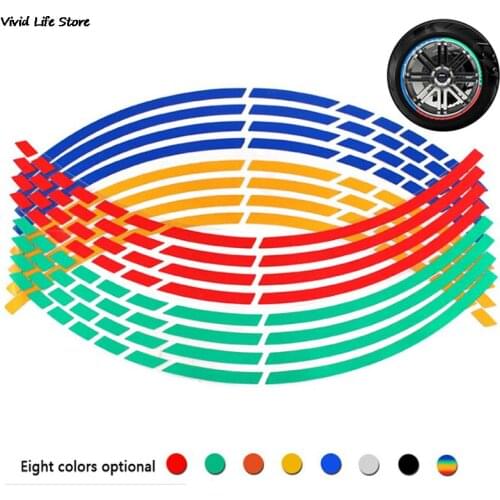 16 Strips Wheel Sticker Reflective Rim Stripe Tape Bike Motorcycle Stickers Accessory