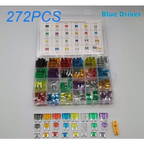 272PCS Car Fuses 2A 3A 5A 10A 15A 20A 25A 30A 35A Amp With Box Clip Assortment Auto Blade Type Fuse Set Truck Automotive Tool