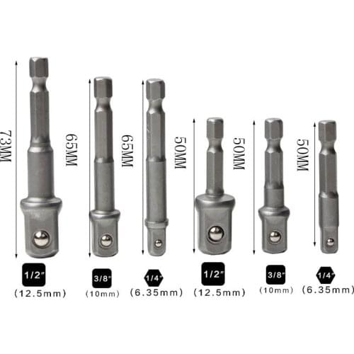 3 Pcs/Set 1/4" 1/2" 3/8" Hex Wrench Square Head Sleeve Extension Bar Power Drill Bit Socket Adapter Electric Screwdriver Kit