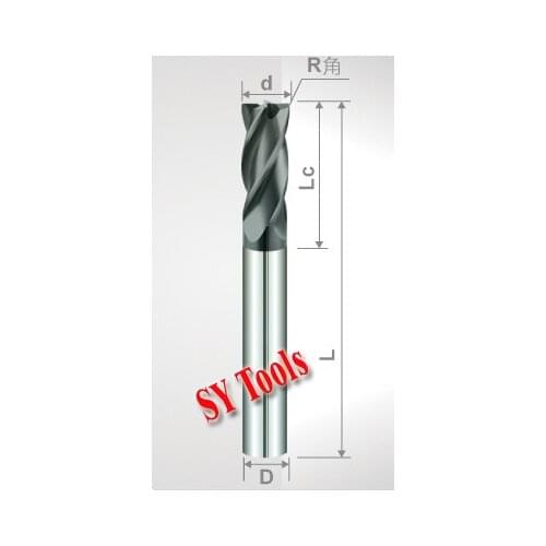 4pcs corner radius End Mills HRC 60 CNC solid carbide milling tools cutters