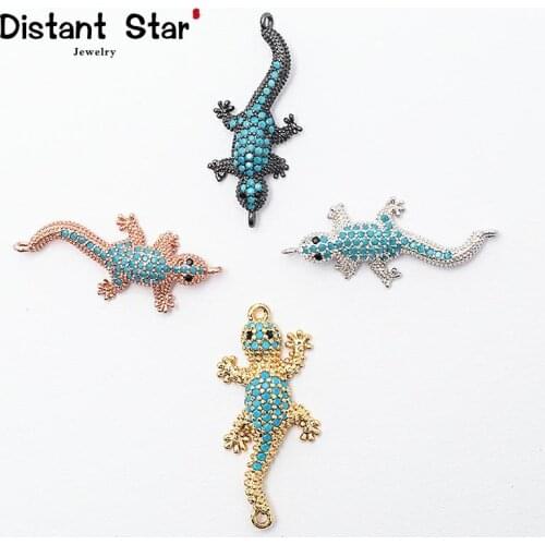 0.6*1.3in animal brass zirconia jewelry bracelet accessories Diy bracelet making bracelet connector gecko accessories wholesale