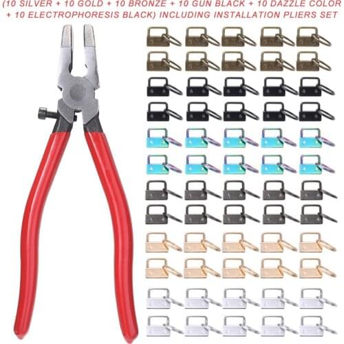 60pcs 2.5cm Key Fob Keychain Hardwares Set With Pliers For Wristlet Clamp Key Chain Tail Clip Luggage Accessories