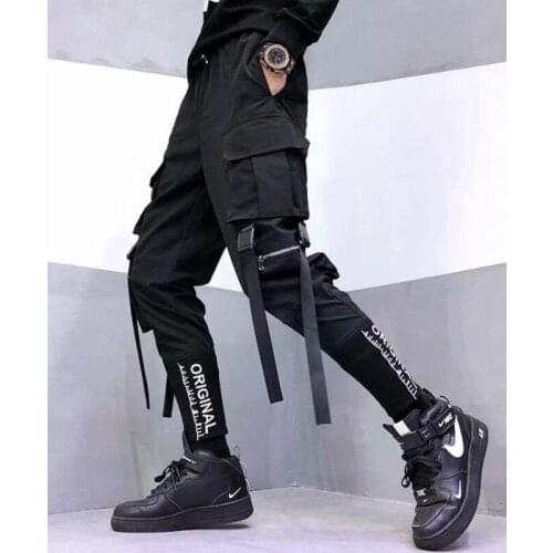 Fashion Harajuku Streetwear Cargo Pants Men Joggers Tactical Hip Hop Punk Pocket Casual Male Clothing Japanese Sport Trousers