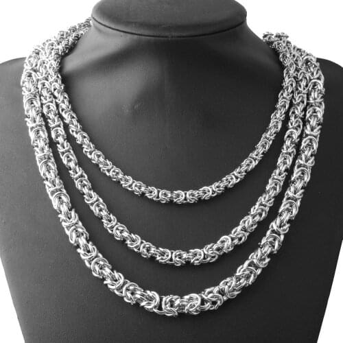 7"-40" 6mm 8mm 10mm Mens Cool Stainless Steel Silver Color Round Byzantine Link Chain Necklace Or Bracelet Fashion Jewelry