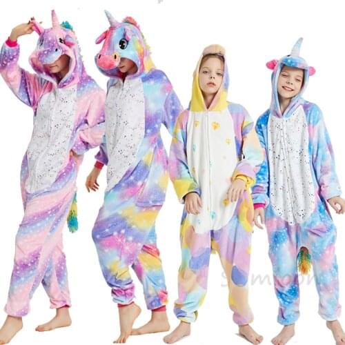 Kids Pijamas New Unicorn Pajamas For Adults Kigurumi Animal Pyjamas Women Panda Cat Onesie Winter Unicornio Sleepwear Jumpsuit