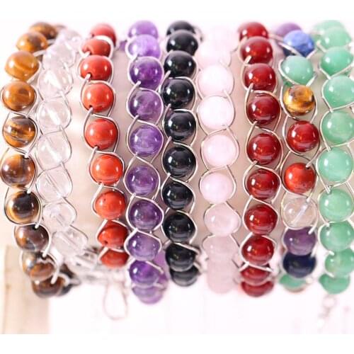 Energy Bracelet Natural Stone Round Beads Aventurine Onyx Crystal Bracelet & Bangle for Women Jewelry Gift 1Pcs
