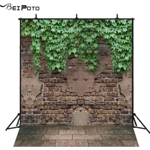 BEIPOTO Vintage Brick Wall backdrop for photography green leaves photo background studio prps photo booth photocall picture