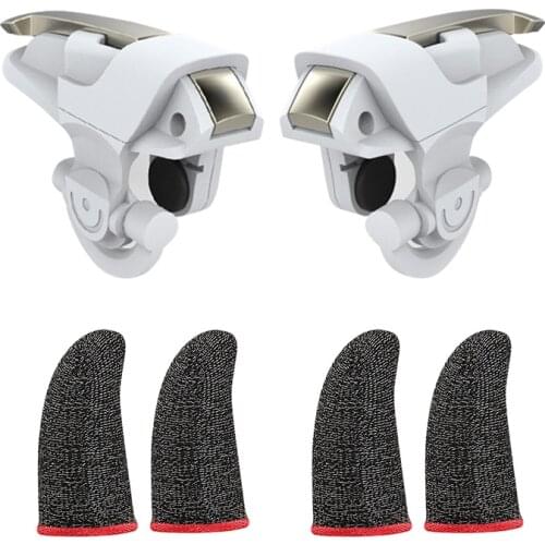 Handle Game Controller,Physical Keys Gaming Finger Sets for PUBG Joystick Metal Mobile Game Artifact White