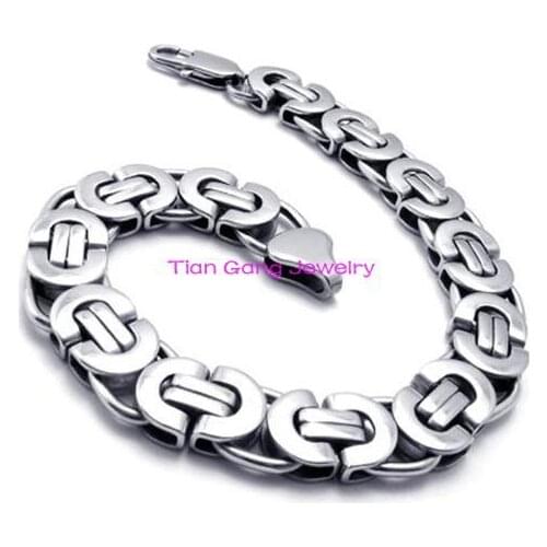 Classical 6/8/10mm Width Choose Fashion Mens Jewelry Stainless Steel Byzantine Link Chain Bracelet 8.66