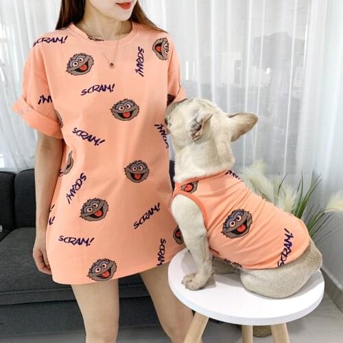 Cute Dog Summer Clothes For Small Medium Dogs Cartoon Print Dogs Costume for French Bulldog Pug Cotton Dog Tshirt Ropa Perro