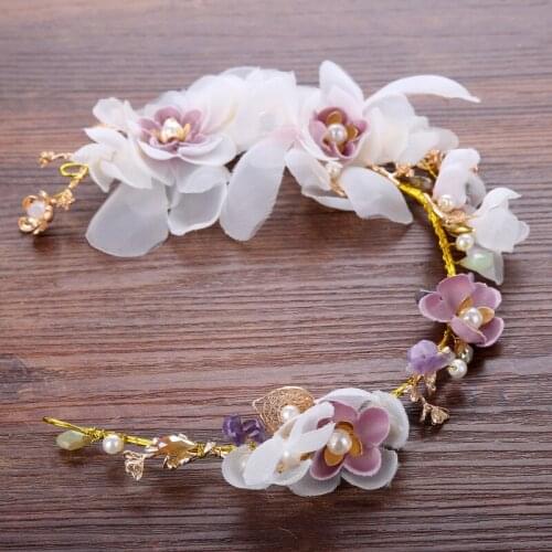 Trendy Flower Headbands Wedding Hairwear Colorful Flower Hair Jewelry Elegant Women Hair Ornaments Bridal Hair Accessories Tiara