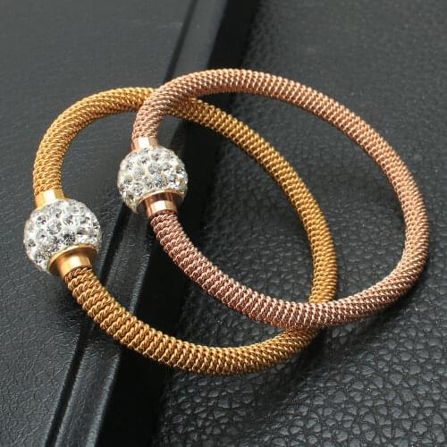 Gold Color Fashion Stainless Steel Jewelry Simple Bangle Bracelet Hot Gift BRYZ062