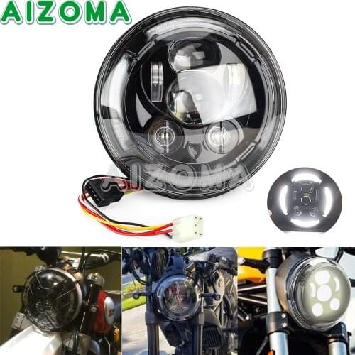Motorcycle LED Waterproof Headlight Assembly For Ducati Scrambler Classic Cafe Racer 2016-2018 Hi/Lo Beam Daytime Running Lamp