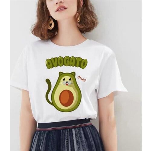 Cartoon avocado tshirt women funny Short Sleeve Cute harajuku tee shirt femme vintage Graphic aesthetic korean style clothes