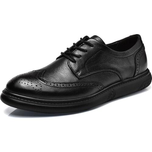 Fashion Brogues Business shoes men Genuine leather wedding Dress shoes men formal shoes classic black leahter shoes men Size 46