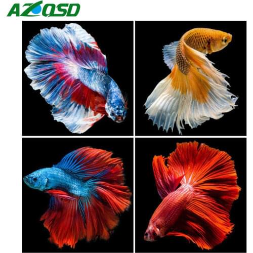 AZQSD Diy Diamond Embroidery Fish Cross Stitch Kits Handmade Craft 5d Diamond Painting Animal Picture Of Rhinestones Home Decor