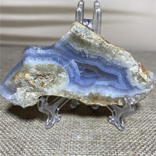 Natural Raw Blue Chalcedony Geode Gemstone Lrregular Rough Crystal Stone Treatment Quartz Minerals Healing Gift Decor Specimen