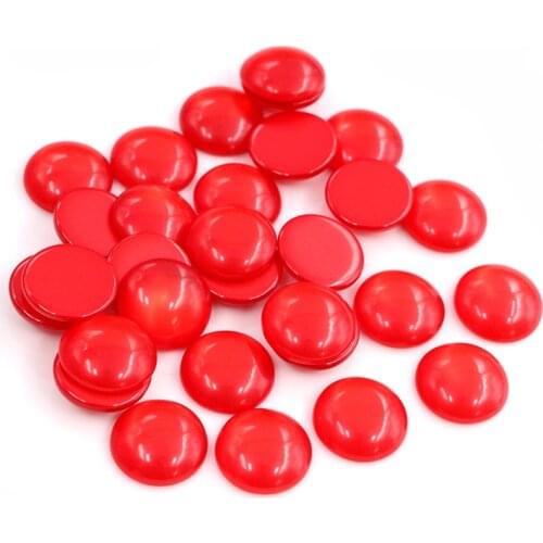 New Fashion 40pcs 12mm Red Color Flat back Resin Cabochons Cameo G6-31