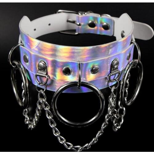 2020 Gothic Hot Sale Heart Round Choker Chain Necklace Punk Rainbow Leather Collar Women Chocker party Festival Costume Jewelry