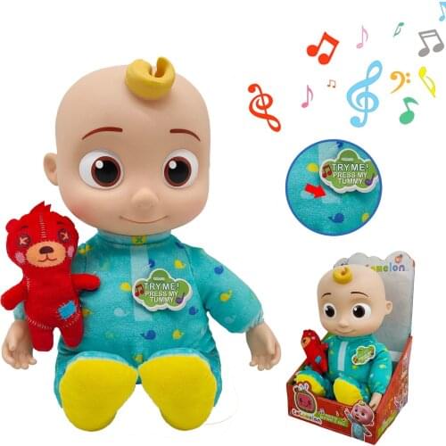 25cm JJ Bear Cocomelon Plush Dolls Cartoon Sing Music Box with Seven Kinds of Music JoJo Doll Plush Toys Gift For Children