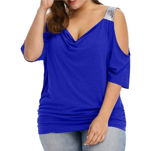 Oversized Cold Shouder T Shirt Women Tops Summer Clothes For Women T-shirts Plus Size Women Clothing Camisetas Tee Shirt
