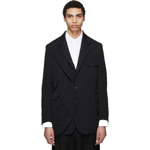 S-6XL!!Homemade fashionable mens suit suit multi-pocket multi-layer loose catwalk custom