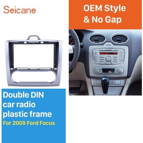 Seicane Fascia Silver Frame 9 inch for FORD FOCUS Dash Mount Kit Trim Panel No gap