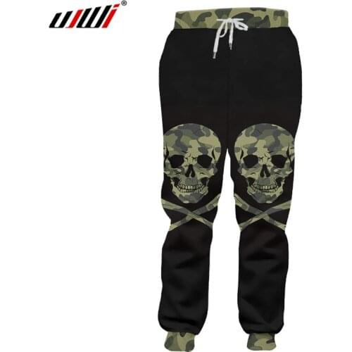 UJWI Splicing 3D Printed Creative Camouflage skull Sweatpants Man Hipster Fitness Trousers Mens Spandex High Quality Pants