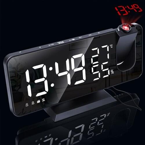 LED Mirror Fashion Alarm Clock With Electronic Display Of Temperature And Humidity Value Portable Radio Timing Electronic Clock
