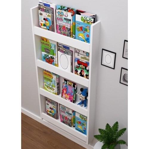 White Bookcase Educational Child Library 4 Shelf Large Size 120*60cm, 3 minutes Easy Assembly, book shelf, book corner, cabinets