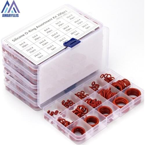 150pcs 225pcs PCP Paintball Silicone VMQ Sealing O-rings OD 6mm-35mm CS 1mm 1.5mm 1.9mm 2.4mm 3.1mm Red Gasket Replacements S11