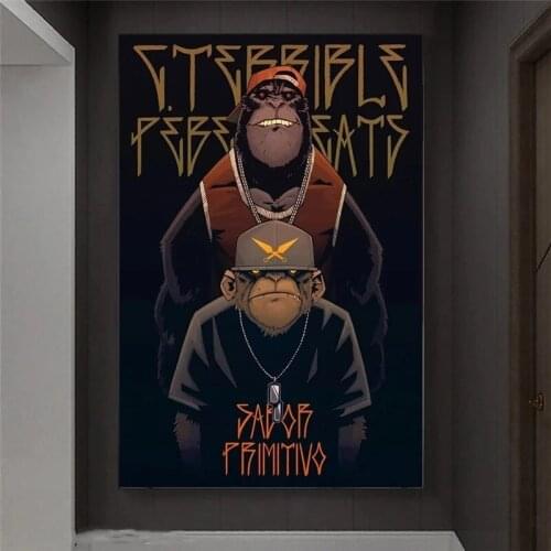 Hip-Hop Monkey Brother Funny Animal Posters and Prints Canvas Paintings Wall Art Pictures for Living Room Decor (No Frame)