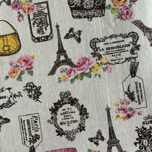 Vintage Cotton and linen Blend fabric printing Upholstery Fabric DIY Handmade Textile Sewing Patchwork For Bags Dress Clothes