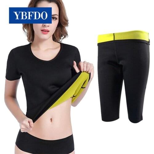 YBFDO New Women Body Shaper Slimming Shirt Sauna Shapewear Waist-Trimmer Slimming Capri Pants Weight Loss Fat Burning T-Shirt