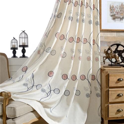 Curtain Fabric Modern Pastoral American Country Cotton and Linen Embroidered Curtain Curtains for Living Dining Room Bedroom