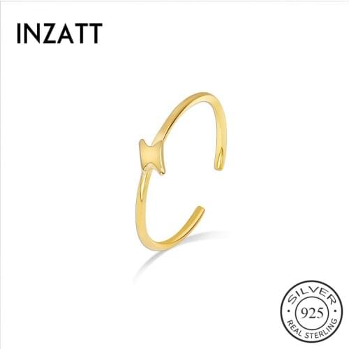INZATT Real 925% Sterling Silver Minimalist Lightning Adjustable Ring For Fashion Women Party Fine Jewelry Geometric Accessories