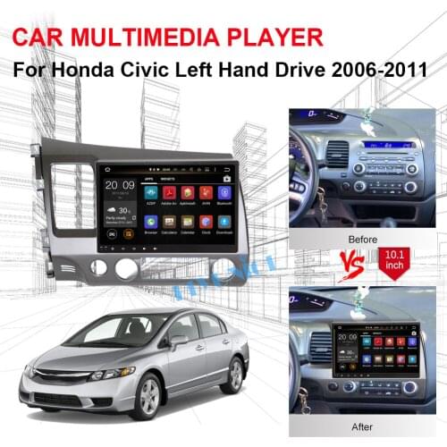 10.1 Inch 4GB RAM Android 8.0 IPS Screen Car Radio Stereo For Honda Civic Left Hand Drive 2006-2011 Car GPS Navigation Wifi